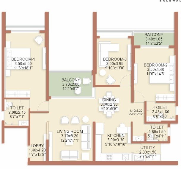 3 BHK Plan